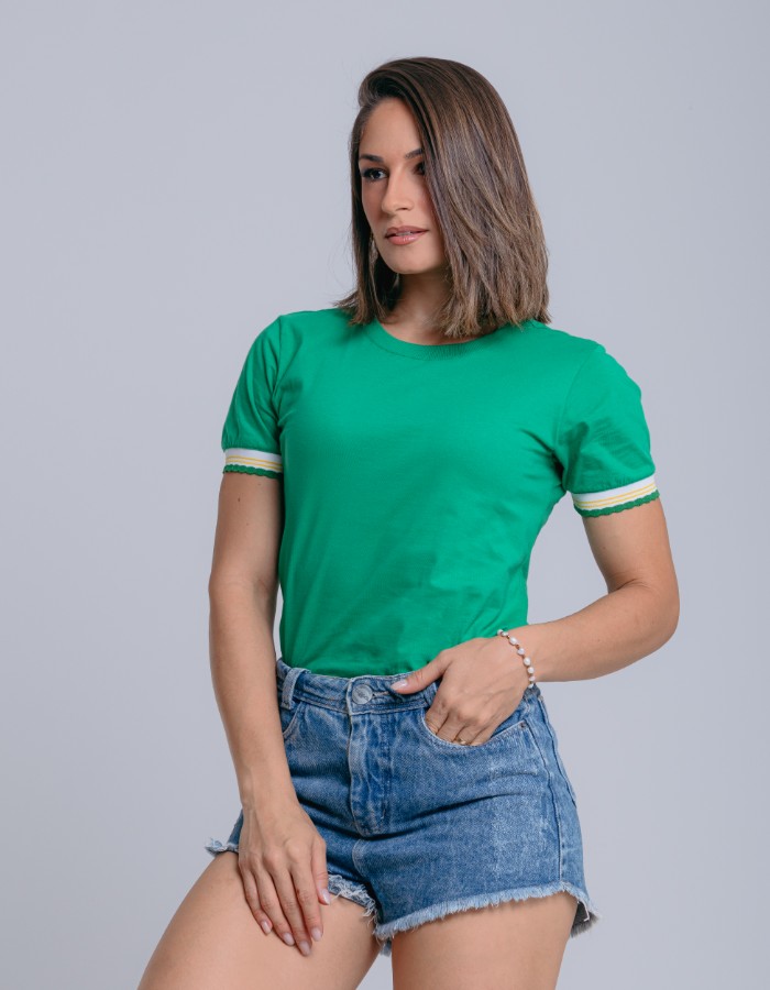 T-SHIRT PUNHO FEMININA