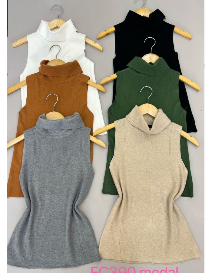 Blusa modal com gola alta 