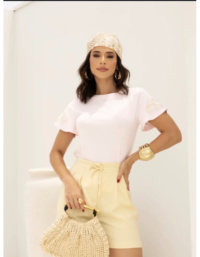 Blusa algodão com bordado 