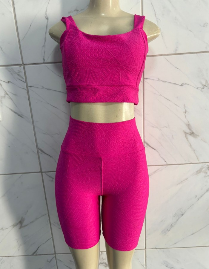 CONJUNTO SHORT JACQUARD SARA COM TOP DE ALÇA LARGA