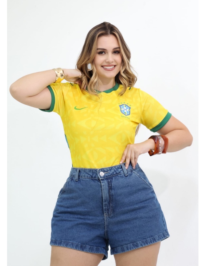 BLUSA FEMININA DO BRASIL AMARELA