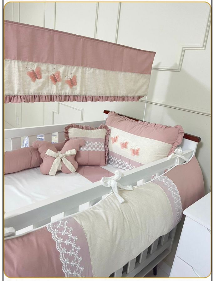 KIT BERÇO DELUXE LINHO BORBOLETA FAVO DE MEL