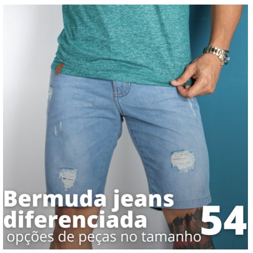 BERMUDA JEANS DIFERENCIADA PLUS SIZE 54