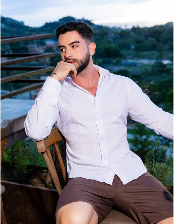Camisa Gola Tradicional Miami texturizada M/L 