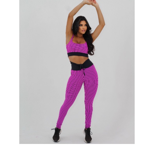 Conjunto de Calça Jaquard listras