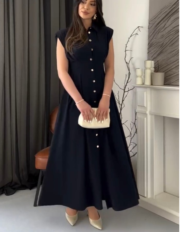 VESTIDO TECIDO MARANTE COM BOTÃO