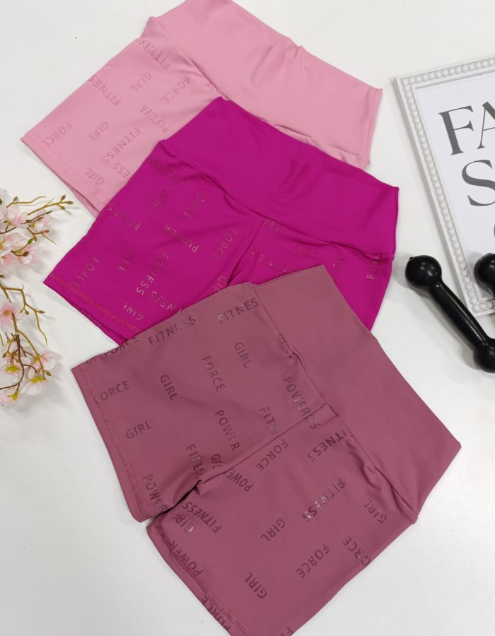 SHORT EMPINA BUMBUM CORAÇÃO PLASTISOL LIFE EM POLIAMIDA