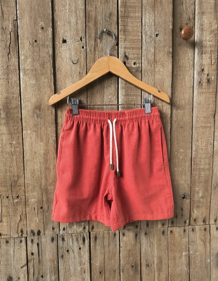 SHORT MAURICINHO LINHO TERRA COTA