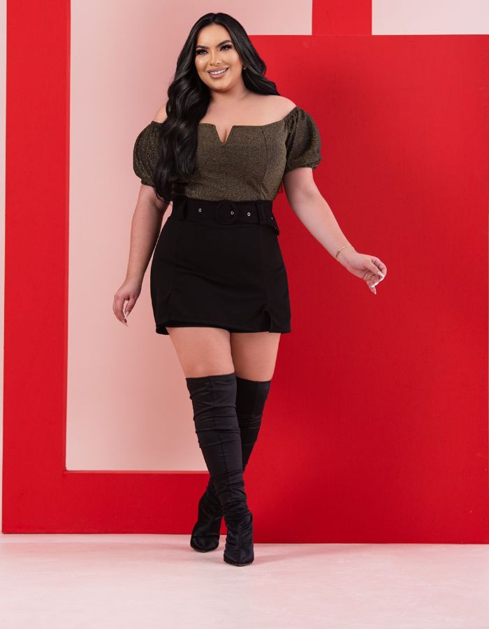 Short saia com cinto