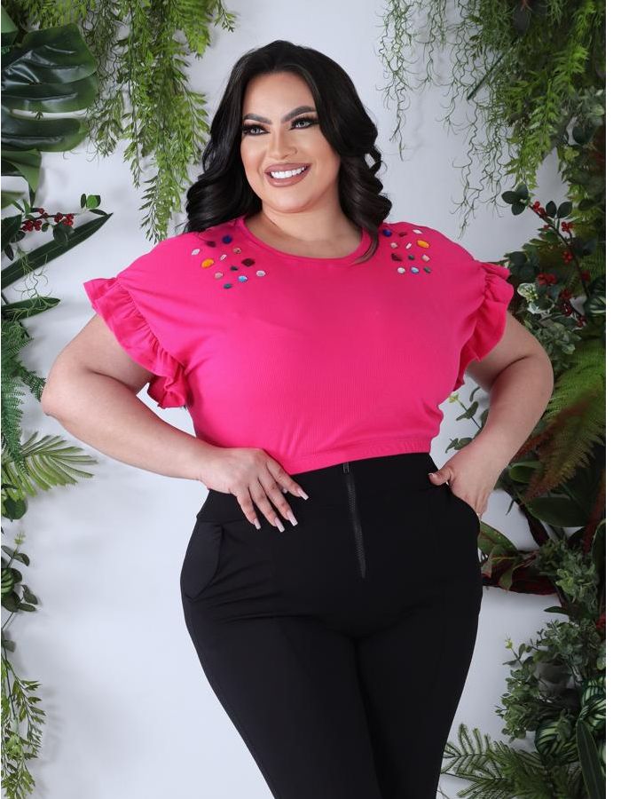 Semi cropped babadinho em pedraria 