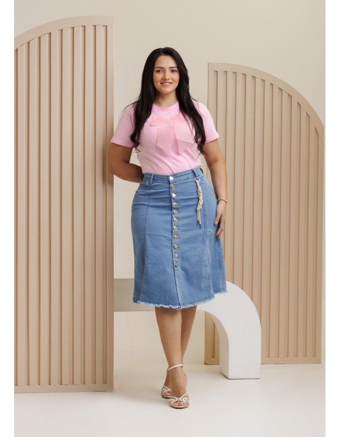 SAIA JEANS EVASE COM BOTÕES