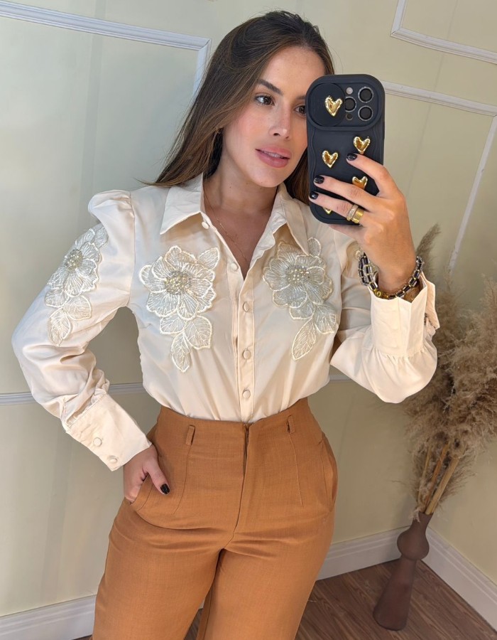 Blusa Manga Longa Flor