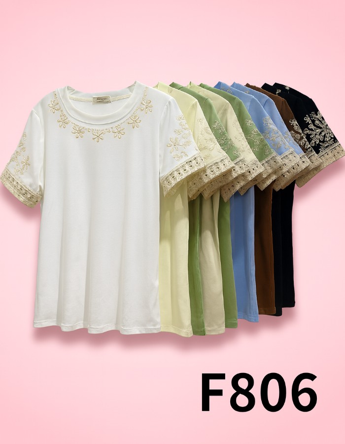 T-SHIRT ALGODÃO C/ELASTANO BORDADA