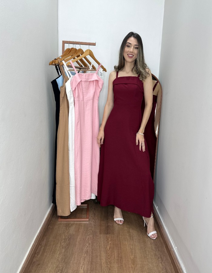 VESTIDO TECIDO MARANTEE COM FENDA LATERAL