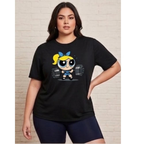 Camiseta oversize suede super poderosa lindinha 