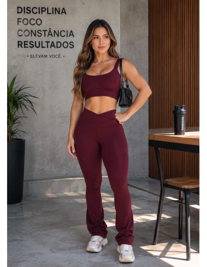 Conjunto de Calça Flare Poliamida 