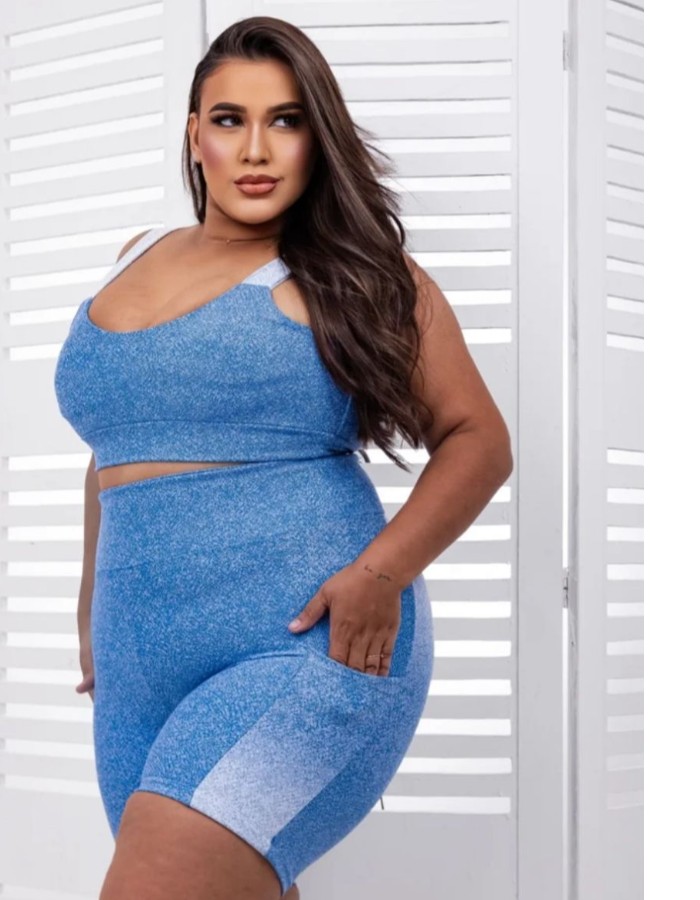 CONJUNTO BERMUDA COM BOLSO PLUS JACQUARD (SOLICITE CORES)