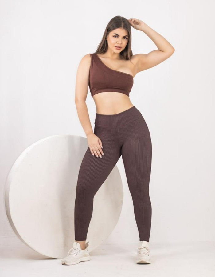 CALÇA INTEIRA EM CANELADO DE POLIAMIDA