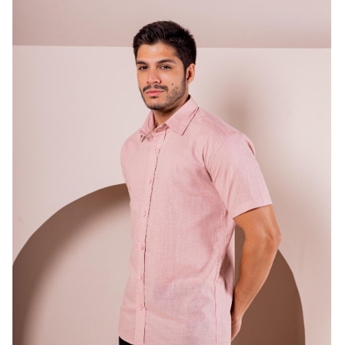 CAMISA MANGA CURTA LINHO GOLA TRADICIONAL
