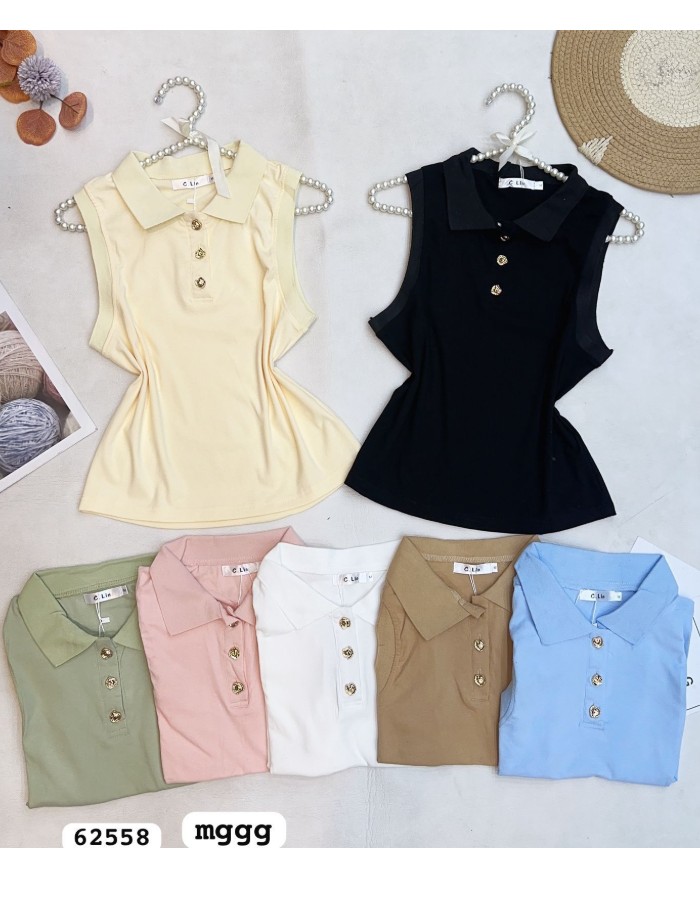 BLUSINHA C/ GOLA E BOTÃO