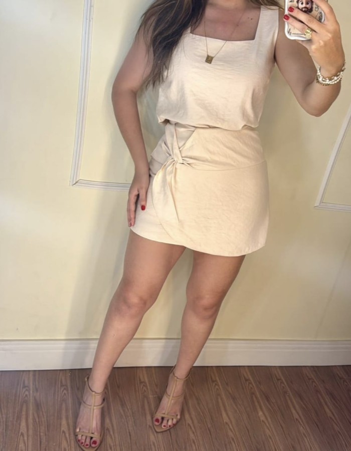 CONJUNTO DE SAIA COM SORT DENTRO TECIDO MARANTE