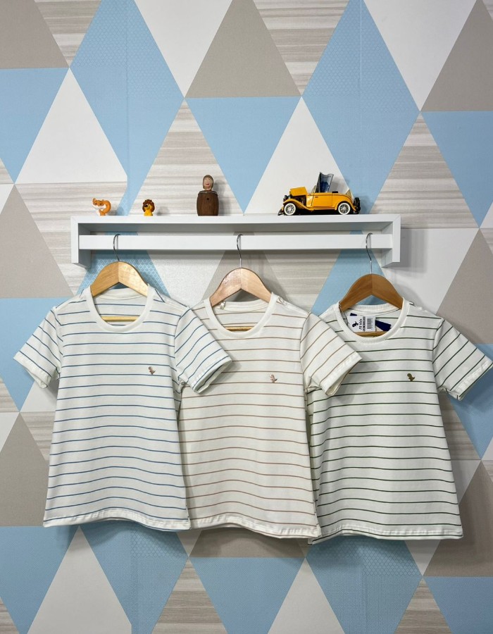 CAMISA LISTRADA INFANTIL MALHA MENEGTTI 100% ALGODÃO