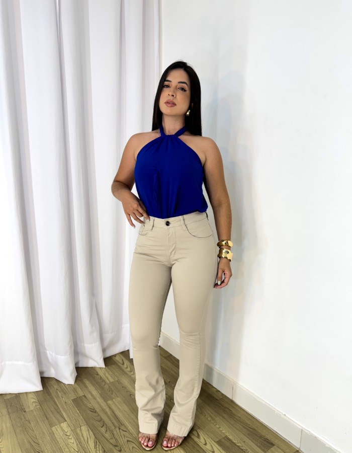 CALÇA FLARE BEGE CLARA