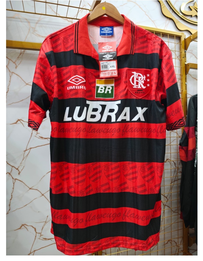 Camisa Flamengo I 1995 Retrô Vermelha E Preta Masculina