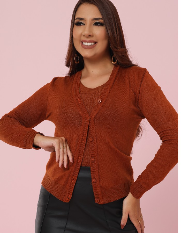 casaco em tricot liso