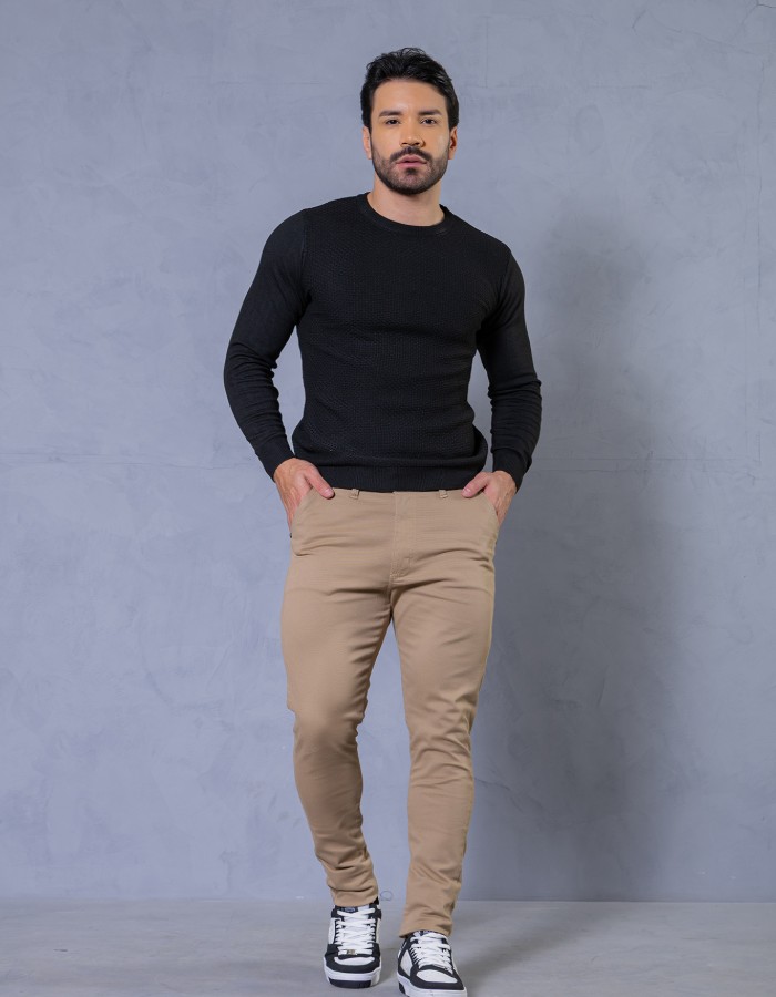 SOCIAL MASC. BEGE ESCURA