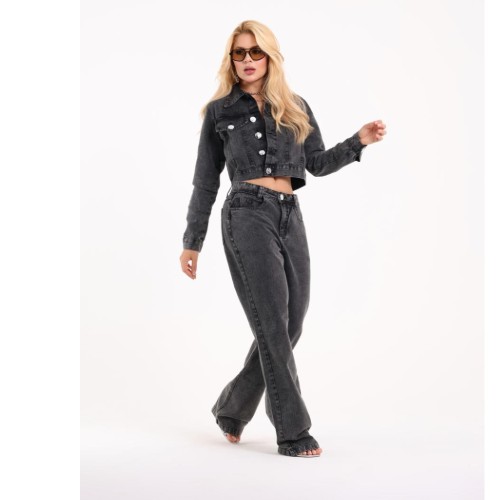 CALÇA WIDE- LEG 100% MARMORIZADA