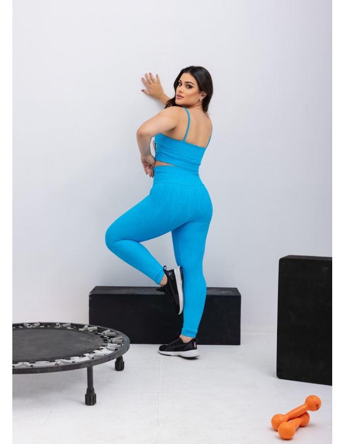 CONJ.LEGGING JACQUARD TEXTURIZADO/TOP ALÇA