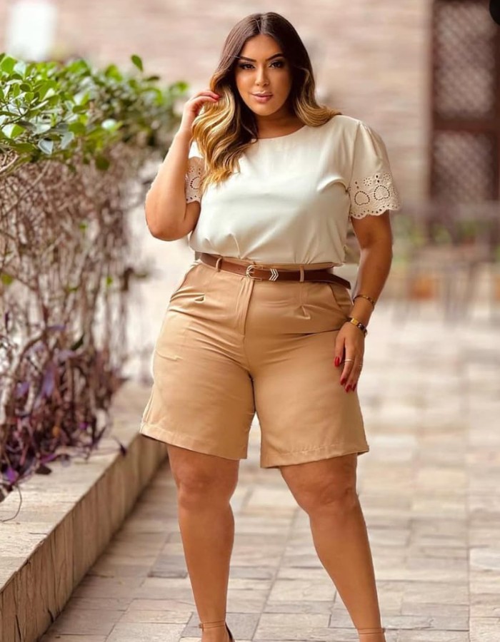 BERMUDA PLUS SIZE ALFAIATARIA 