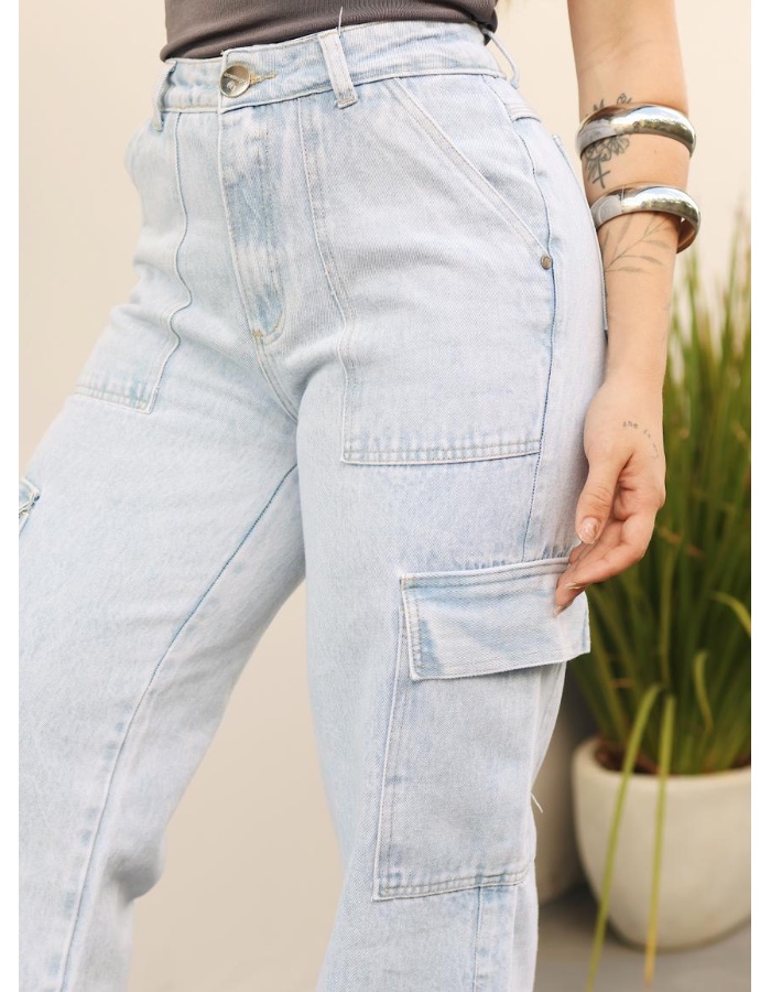 CALÇA WIDE LEG MARMORIZADA CLARO