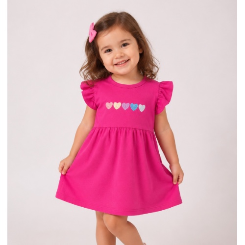 VESTIDO COTON CORAÇÃO MENINA