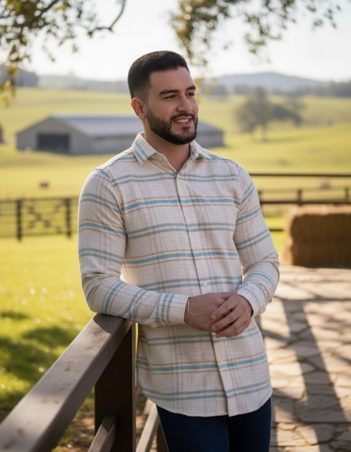 Camisa Xadrez M/L Linho