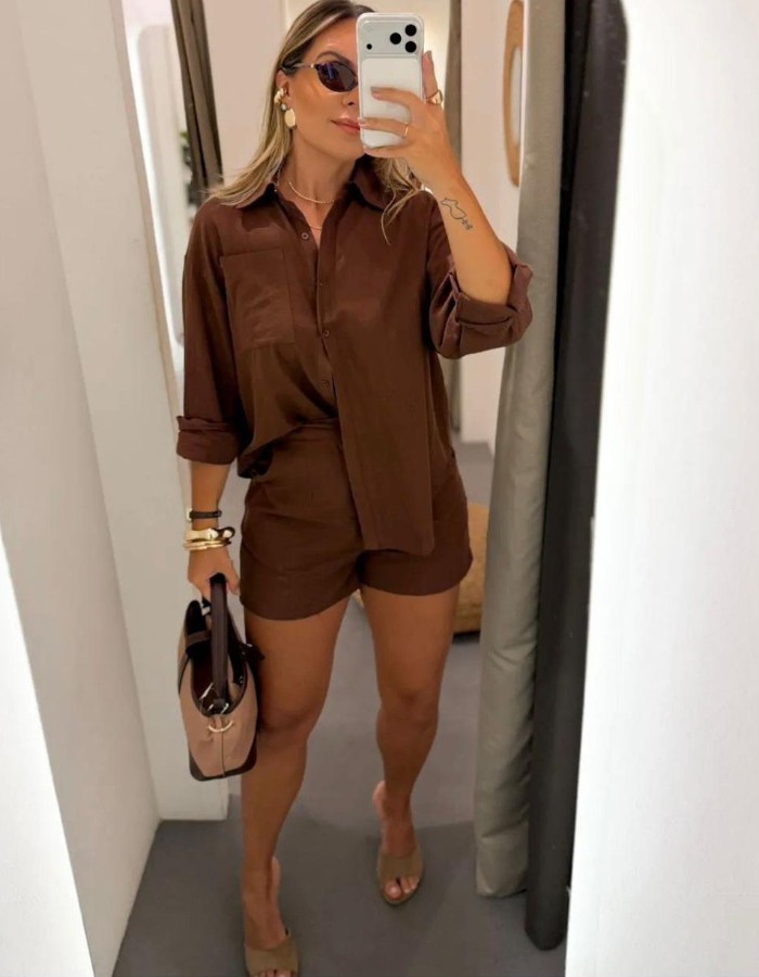 Conjunto Short e Manga Longa 