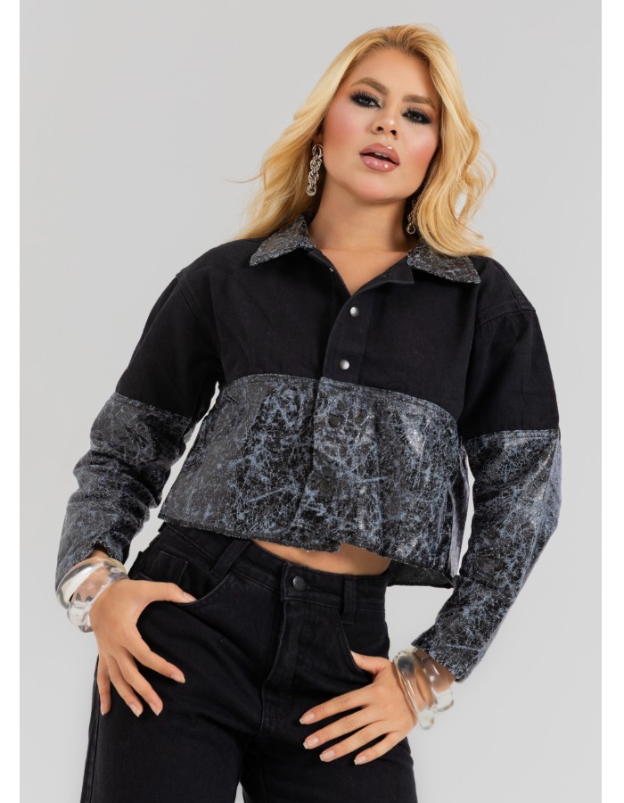 JAQUETA FEM BICOLOR/BLAC