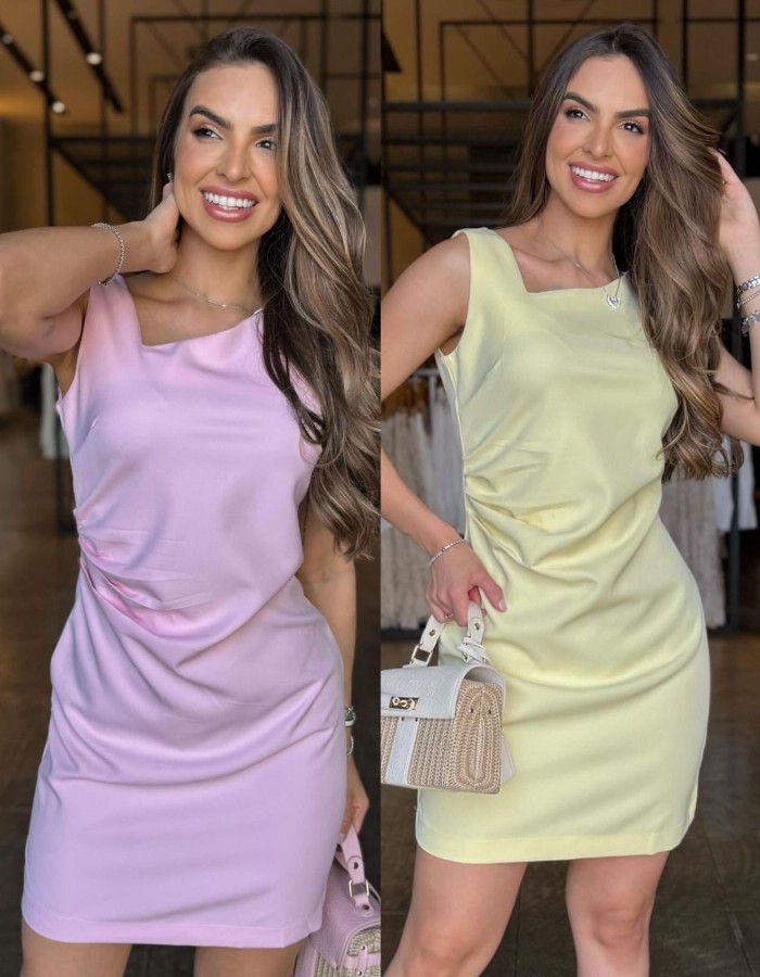 VESTIDO ALFAIATARIA DETALHE FRANSIDO NA LATERAL