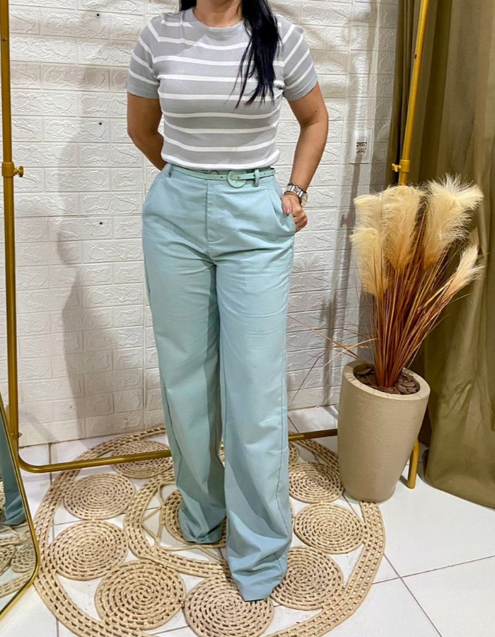 CALÇA WIDE LEG TECIDO LINHO PREMIUM