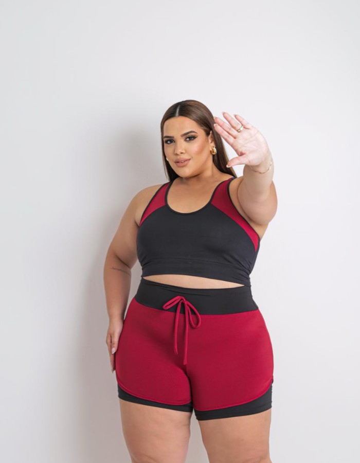 Conjunto short duplo e top plus size