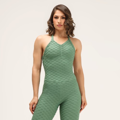 MACACÃO TECIDO BOLHA EMPINA BUMBUM