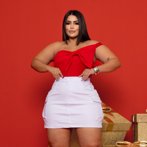 MINI SAIA BRANCA BOLSO CARGO