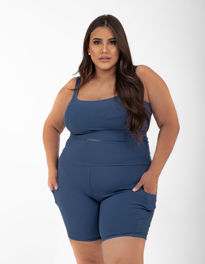 CONJUNTO SHORT WAVE SB COM BOLSO COM TOP DE ALÇA LARGA