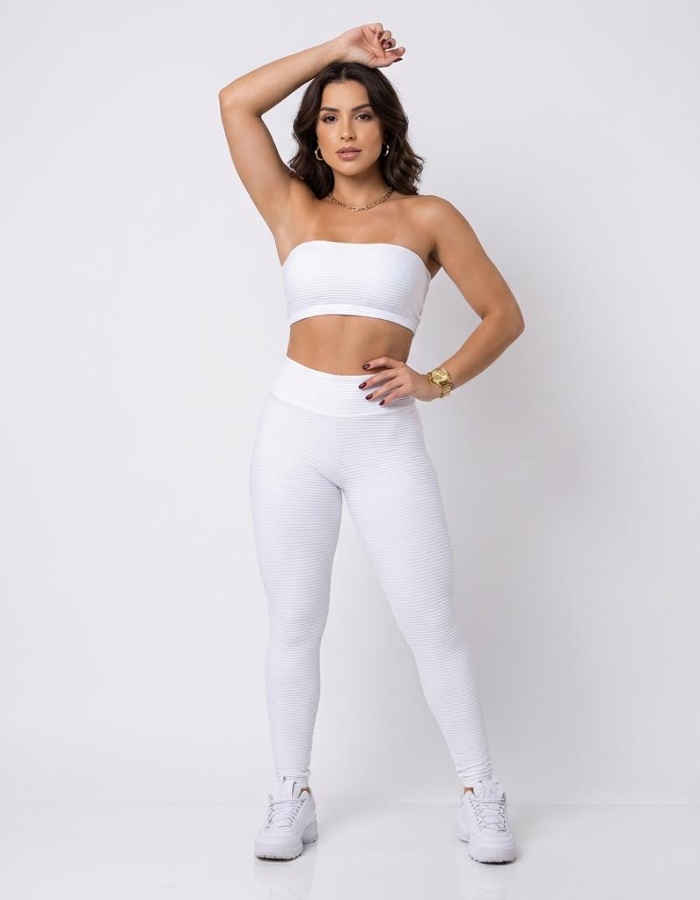 CONJUNTO DE CALÇA POLIAMIDA COM TOP FAIXA 