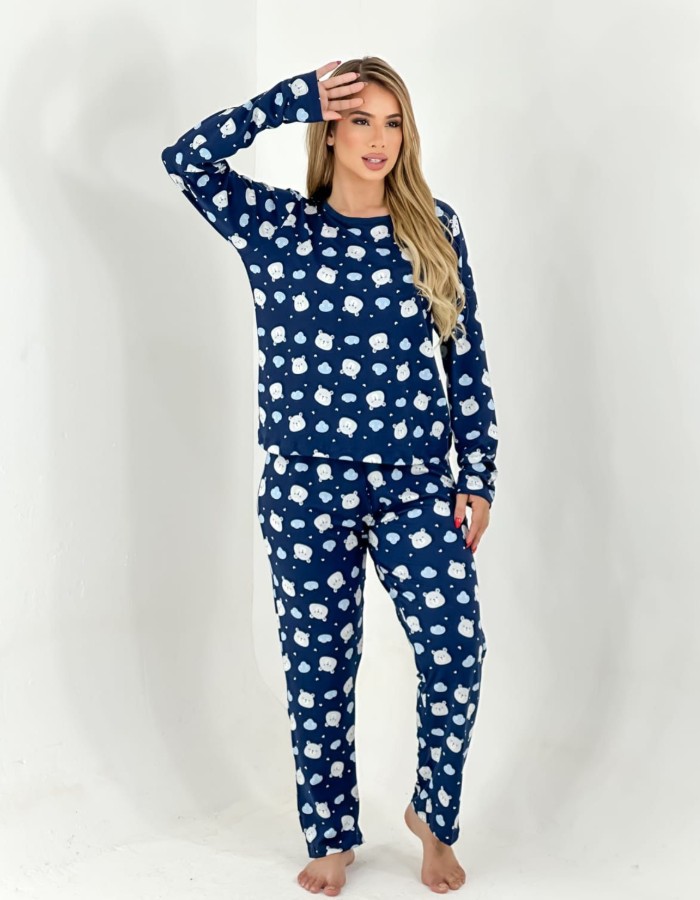 PIJAMA MANGA LONGA SUEDE ADULTO