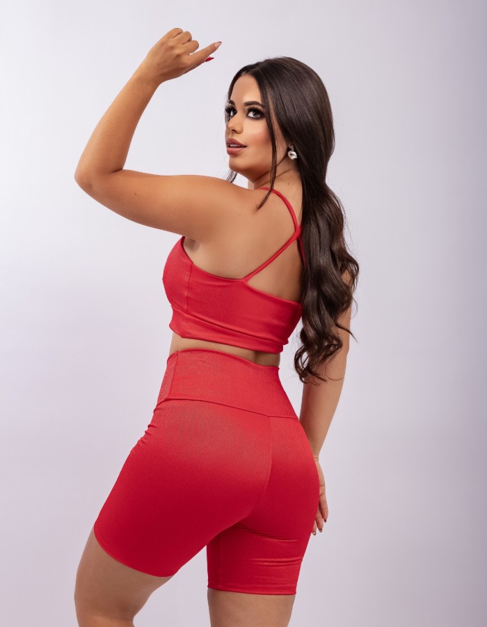 CONJ.SHORT JACQUARD CONCHA/TOP CRUZADO