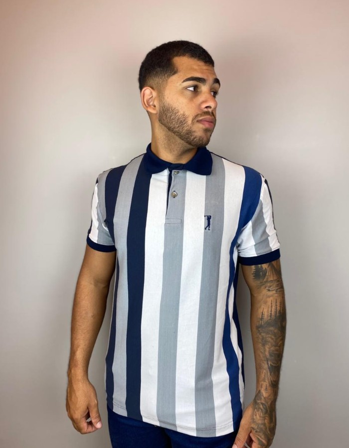 Polo listra vertical (Frente listrada e costa lisa)