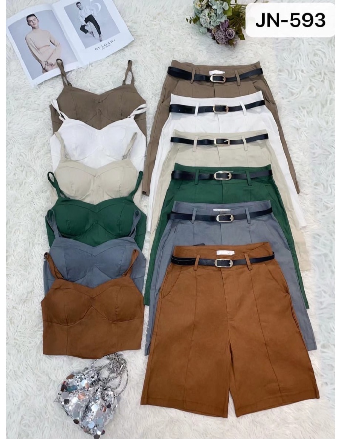 Conjunto linho com cinto e bojo 