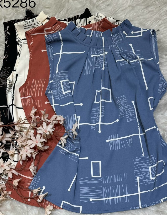 BLUSA REGATA TECIDO CREPE SEDA ESTAMPADO